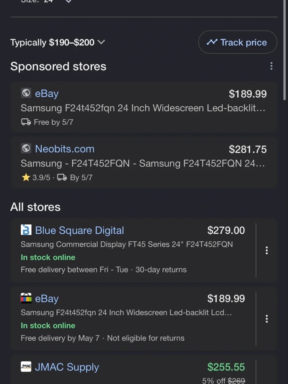 Samsung 24-inch Professional Monitor in Black